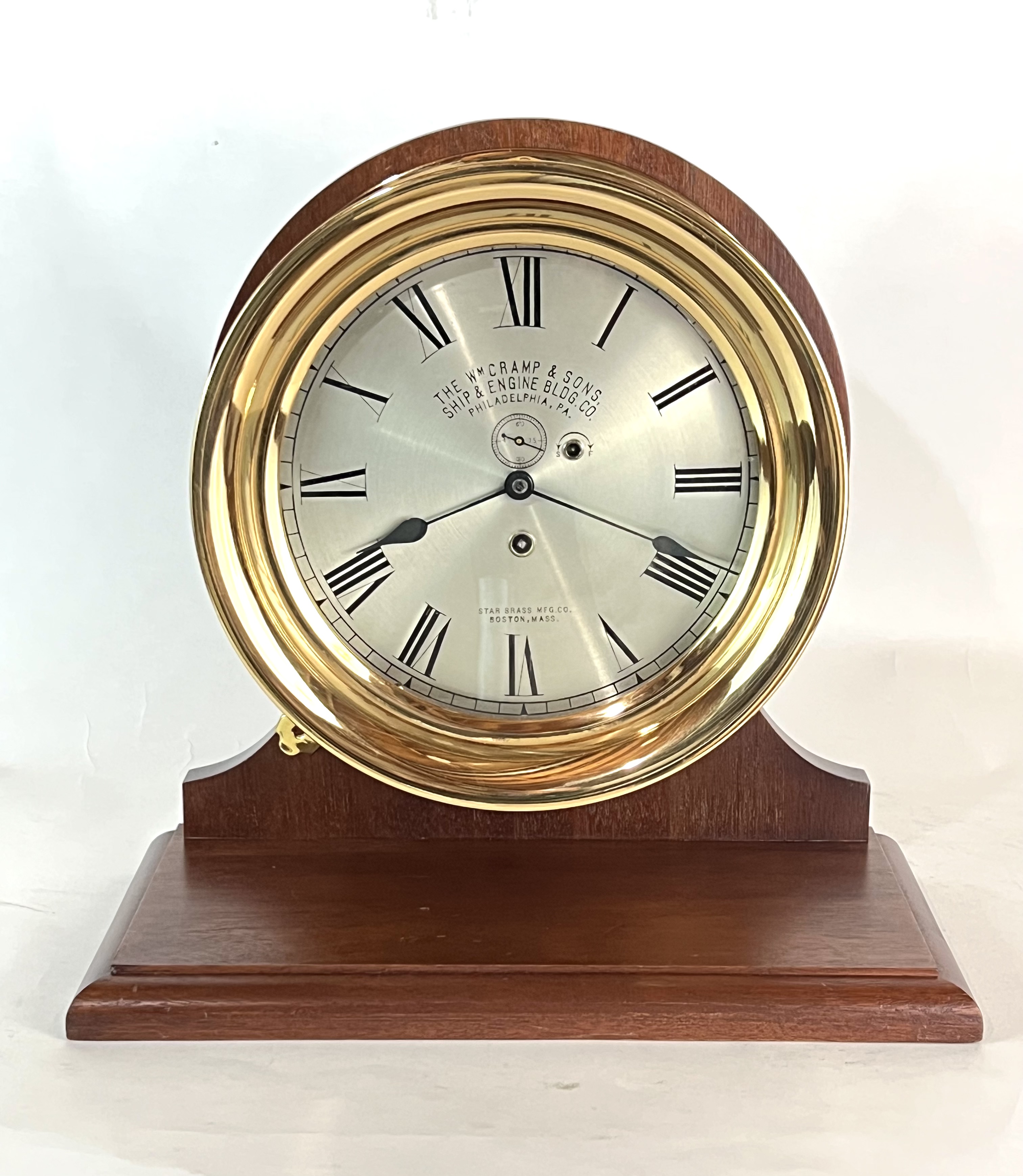 Early Waltham 8 1/2 inch Marine Clock for Wm. Cramp