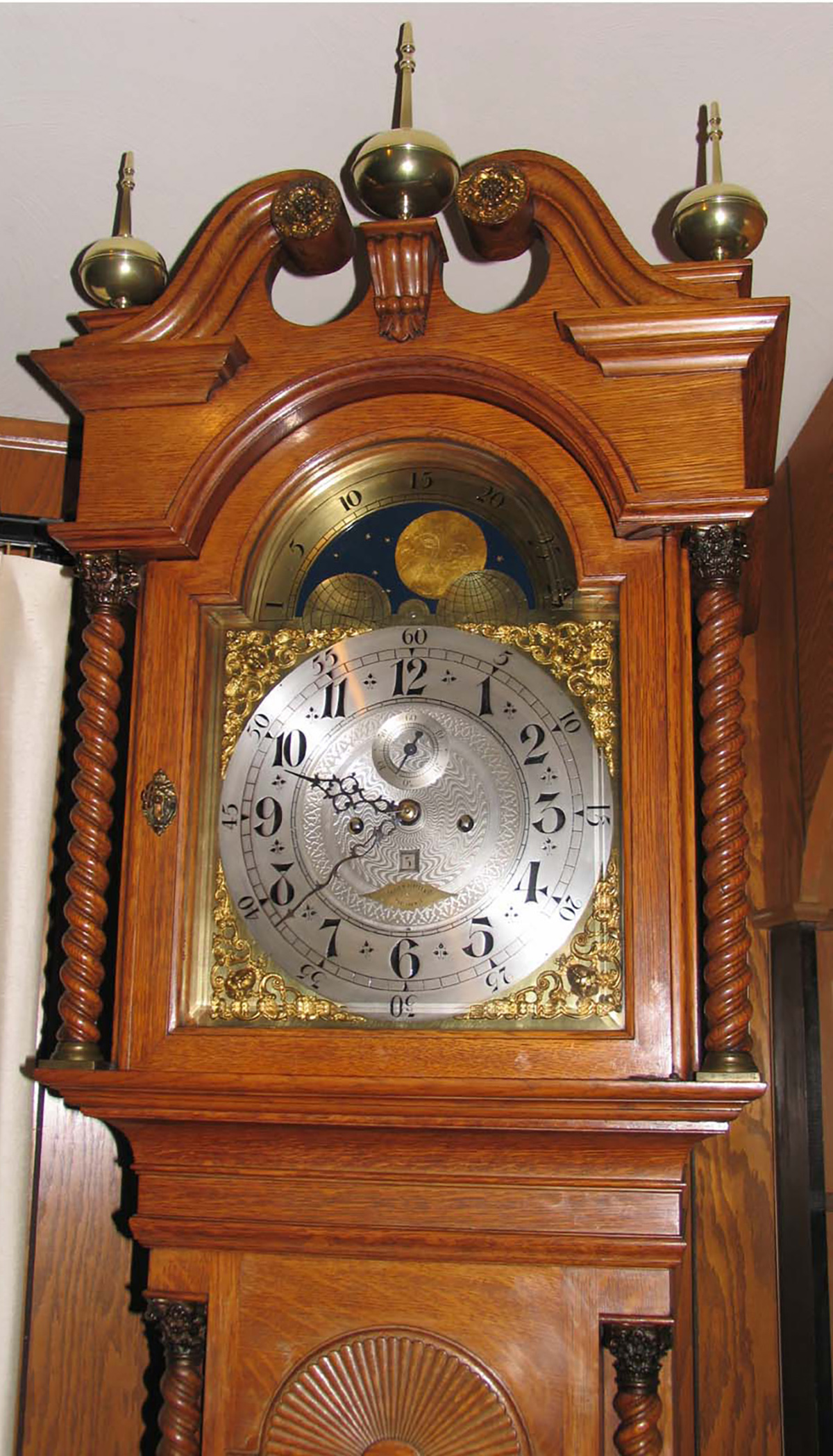 Walter Durfee Oak Tall Case Clock