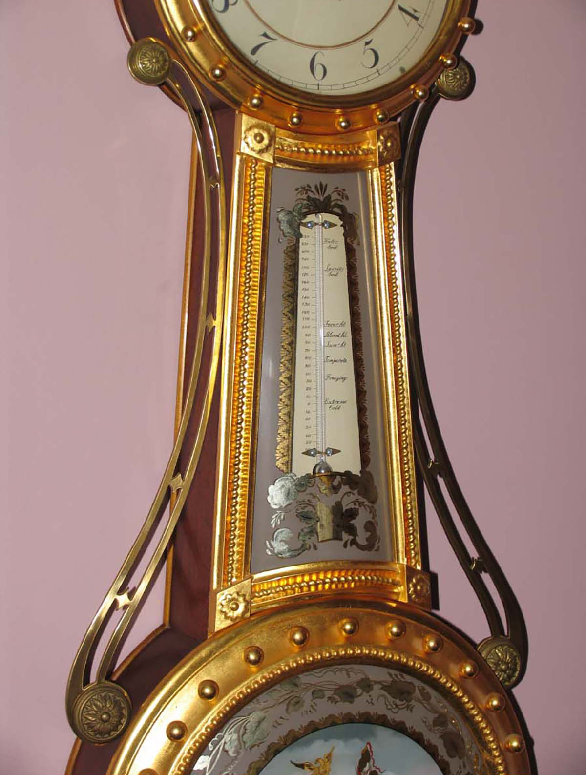 Burleigh Girandole Clock with Thermometer Throat Glass