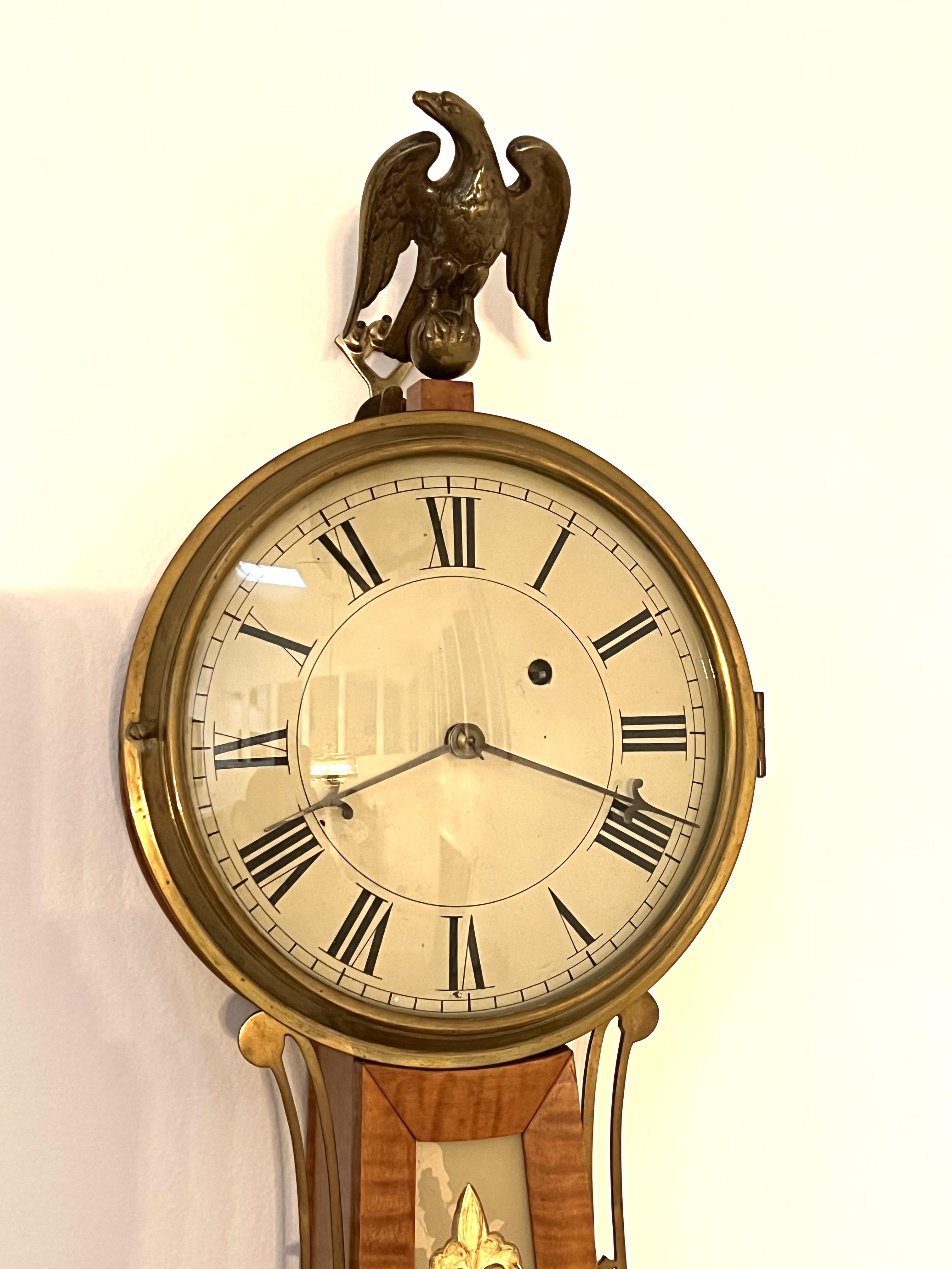 B. F. Wood Tiger Maple Banjo Clock