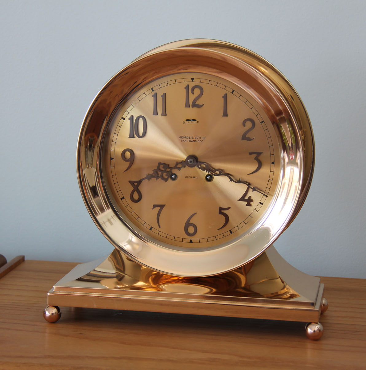 Chelsea 8 1/2 inch Special Gold Dial Base & Ball Feet Clock