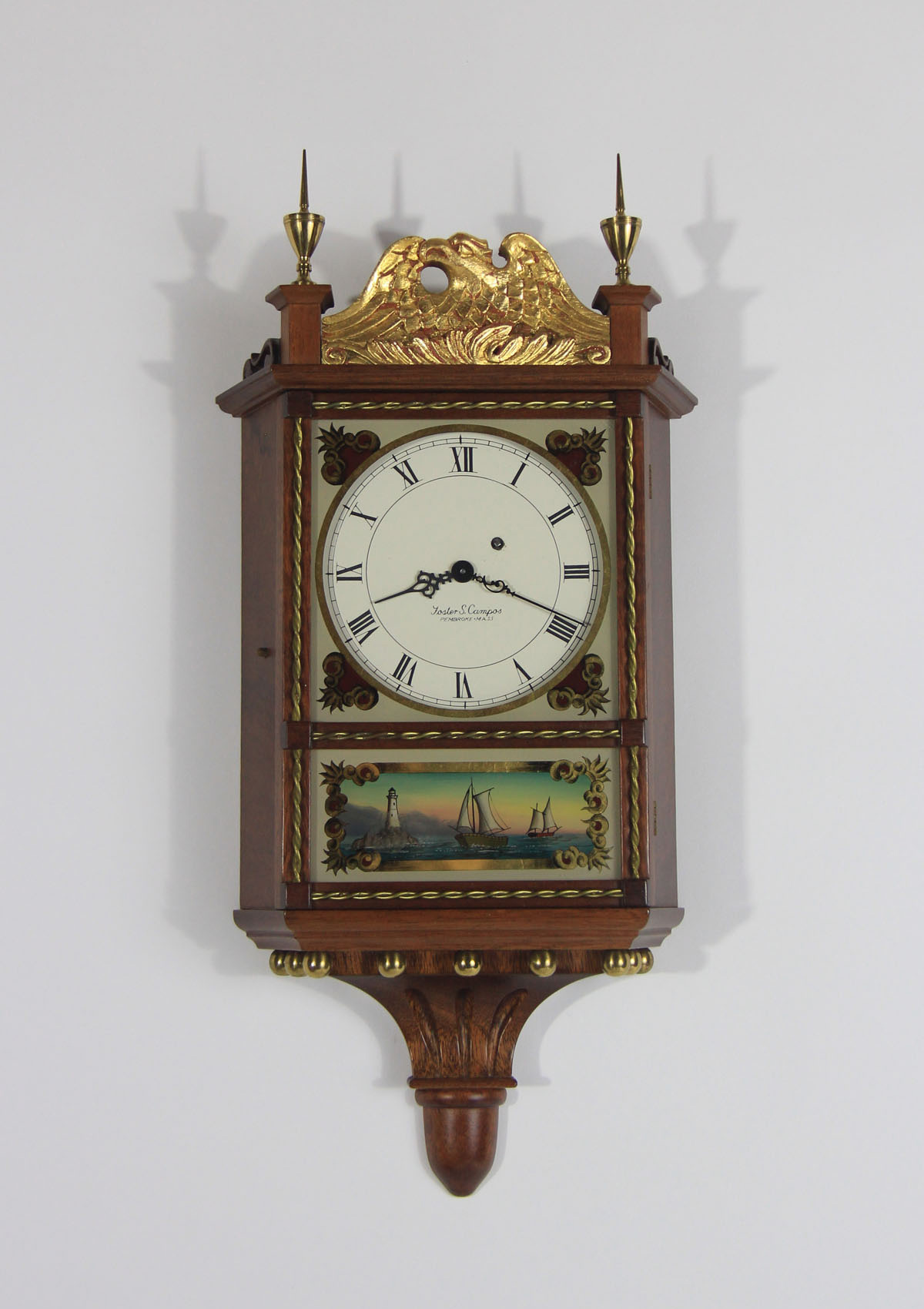 Foster Campos Miniature Wall Pillar & Scroll Clock