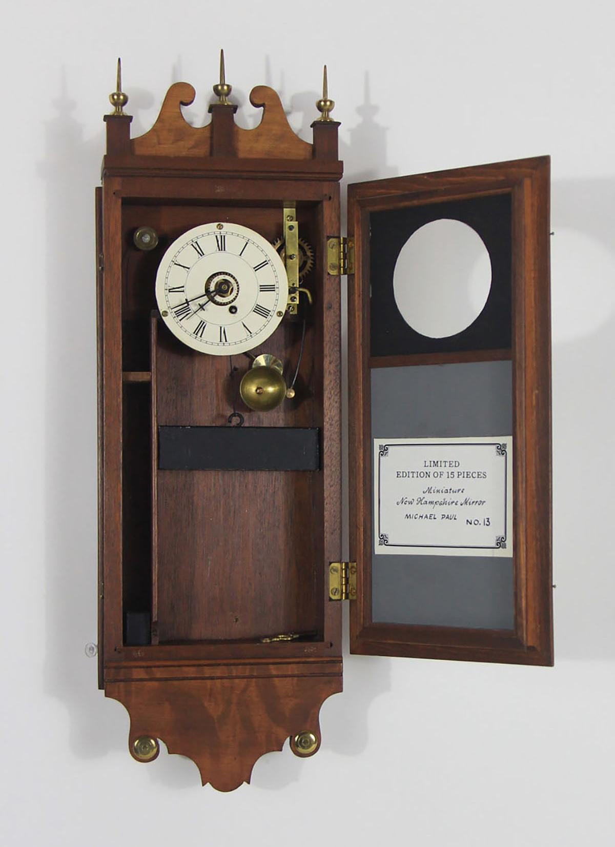 Michael Paul Miniature New Hampshire Time and Alarm Mirror Clock