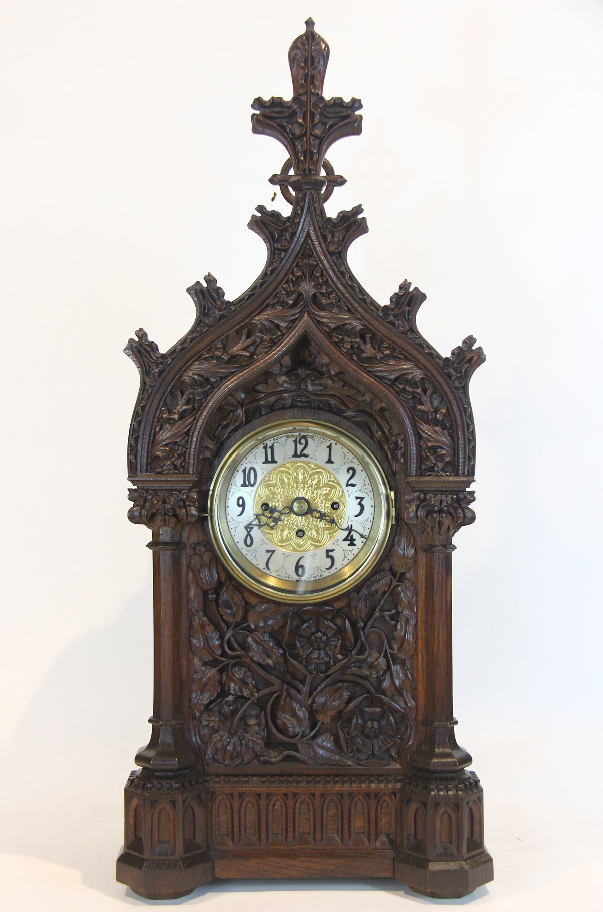 Superbly Carved 8 Bell Gothic Triple Fusee Bracket Clock
