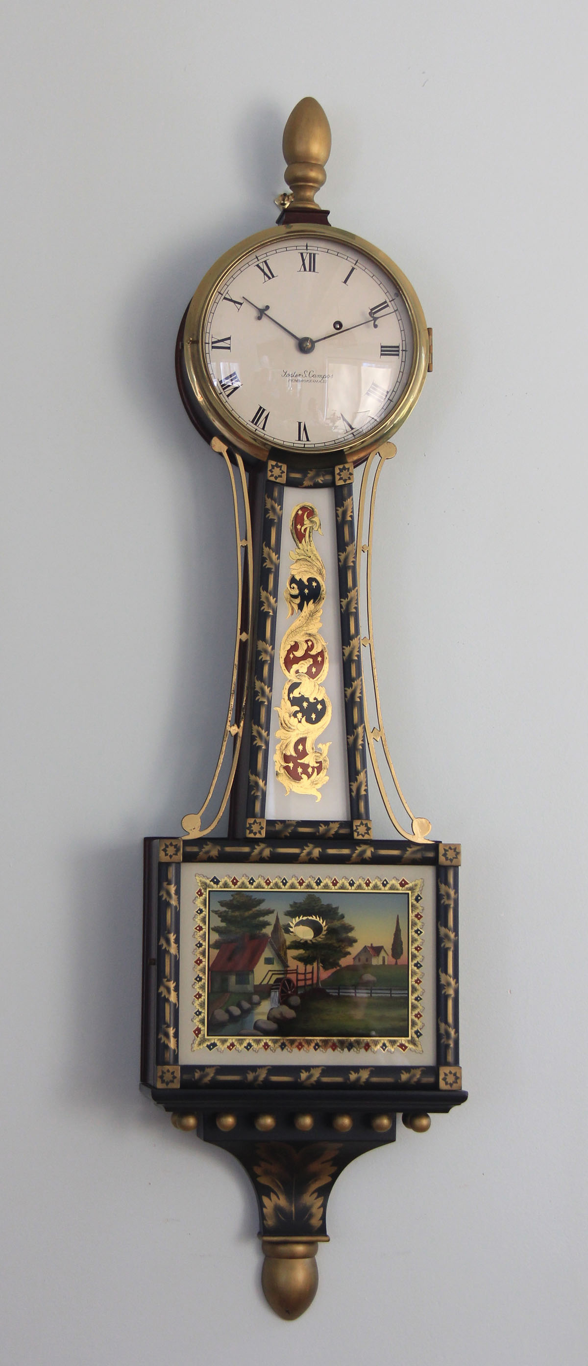 Foster Campos Stenciled Front Banjo Clock