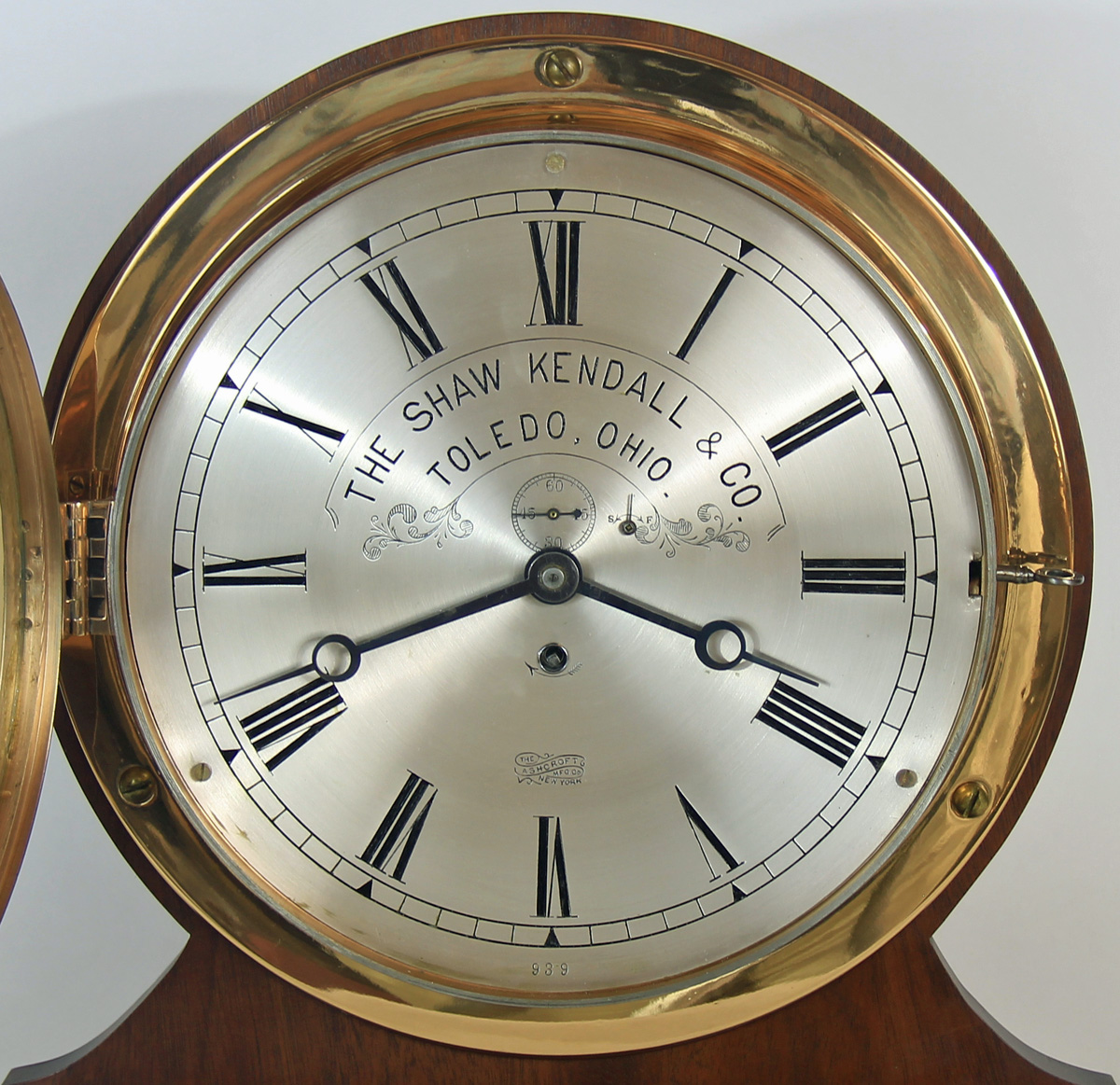 Eastman Clock C o. 10 inch Marine Clock for Shaw Kendall & Co.