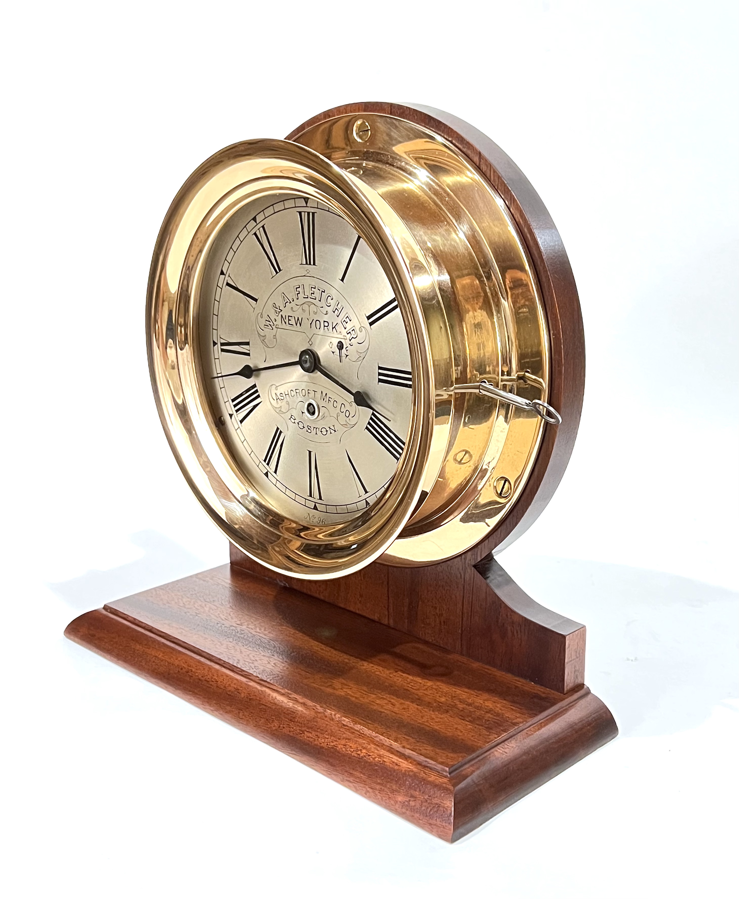 Harvard Clock Co. 7 3/8 inch Marine Clock for Ashcroft Mfg. Co.