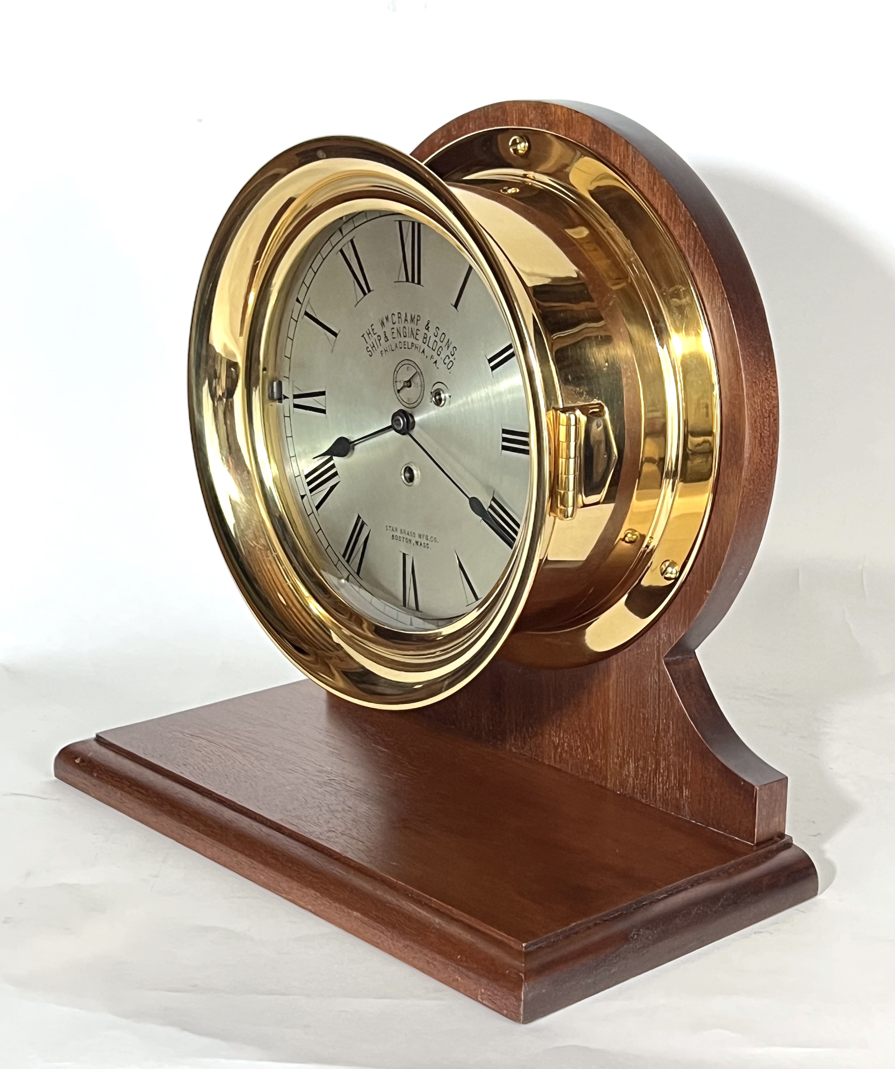 Early Waltham 8 1/2 inch Marine Clock for Wm. Cramp