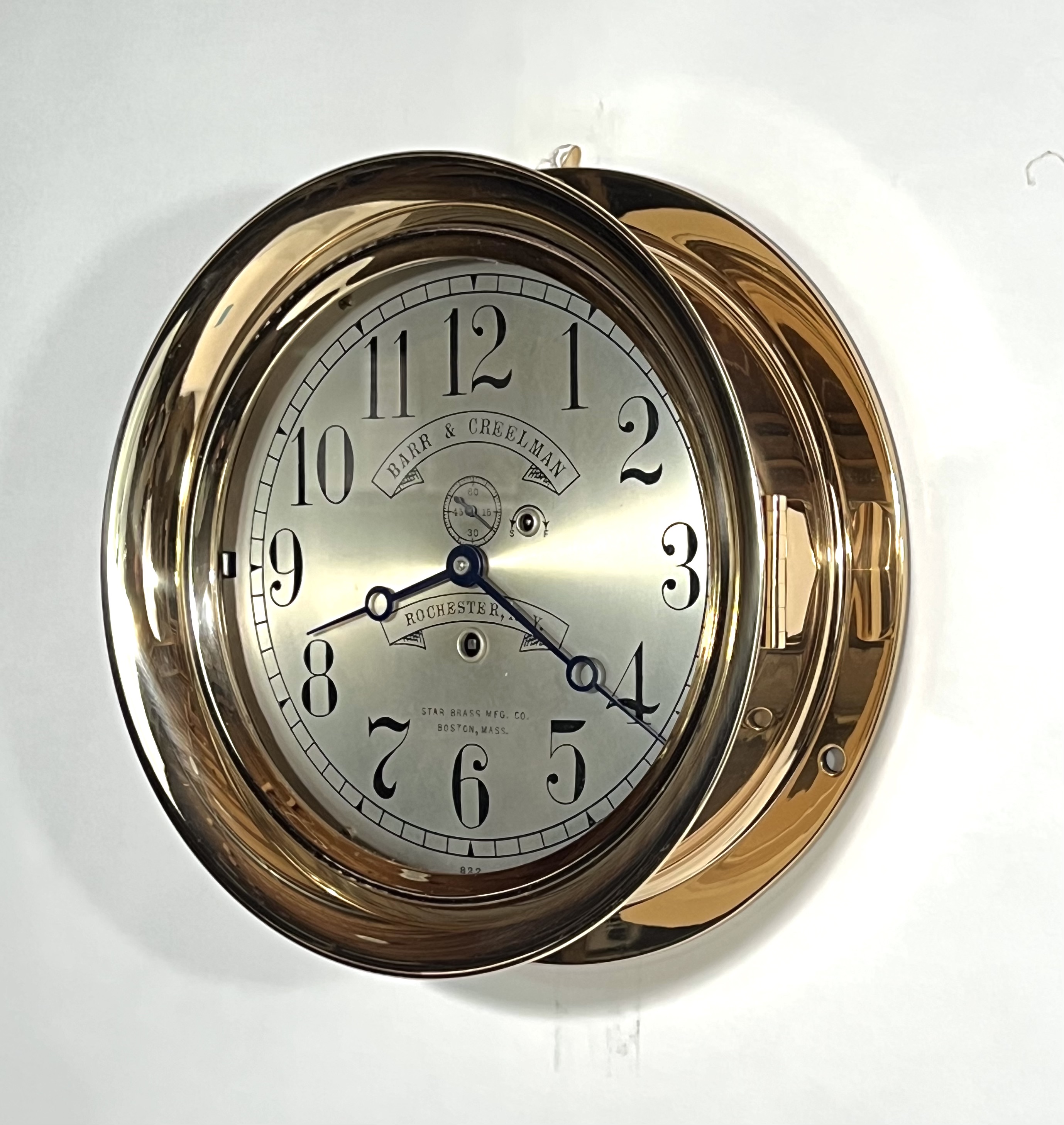 Early Waltham 8 1/2 inch Marine Clock for Barr & Creelman