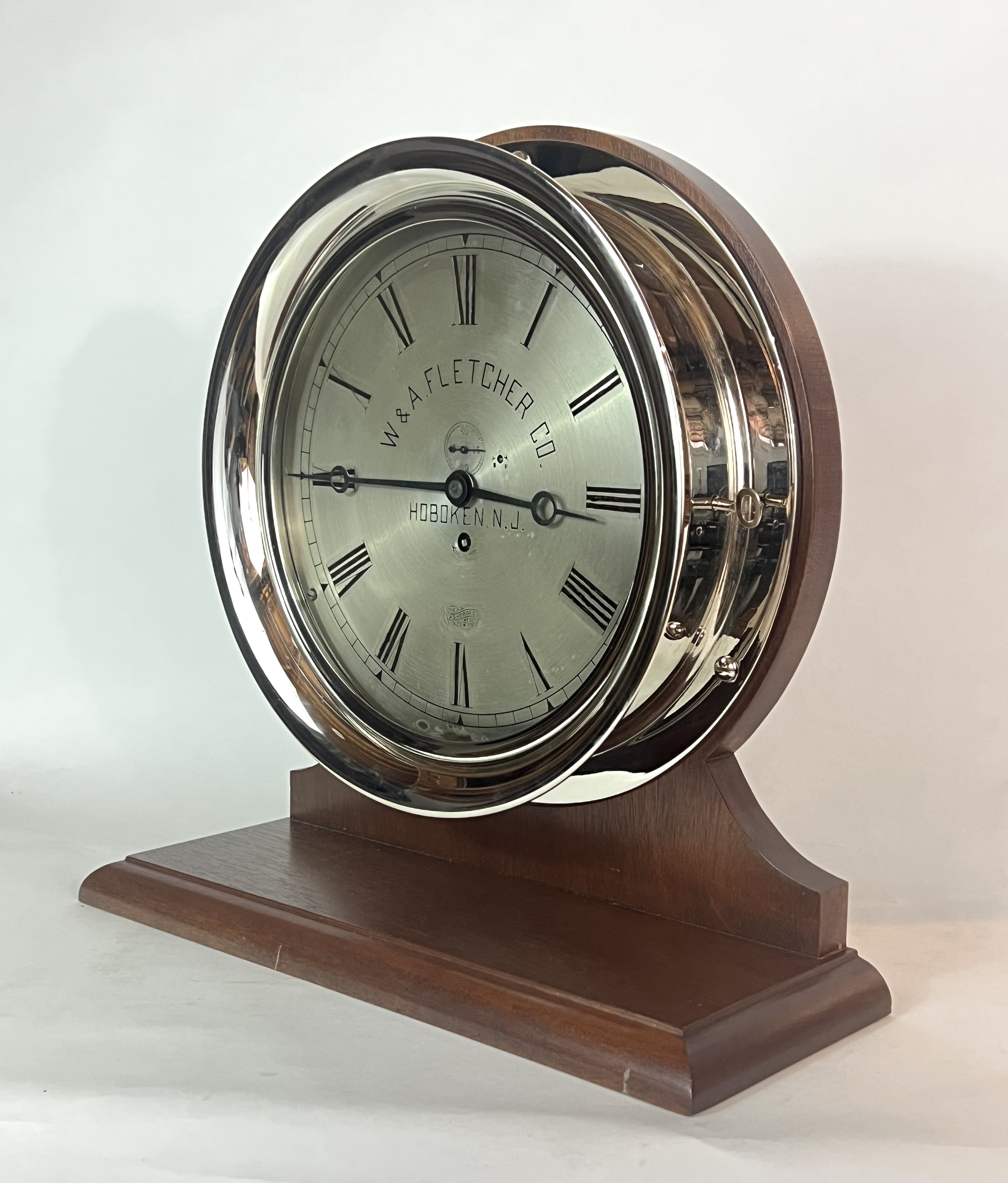 Eastman Clock Co. 10” Marine Clock for W & A Fletcher Co., Hoboken, NJ